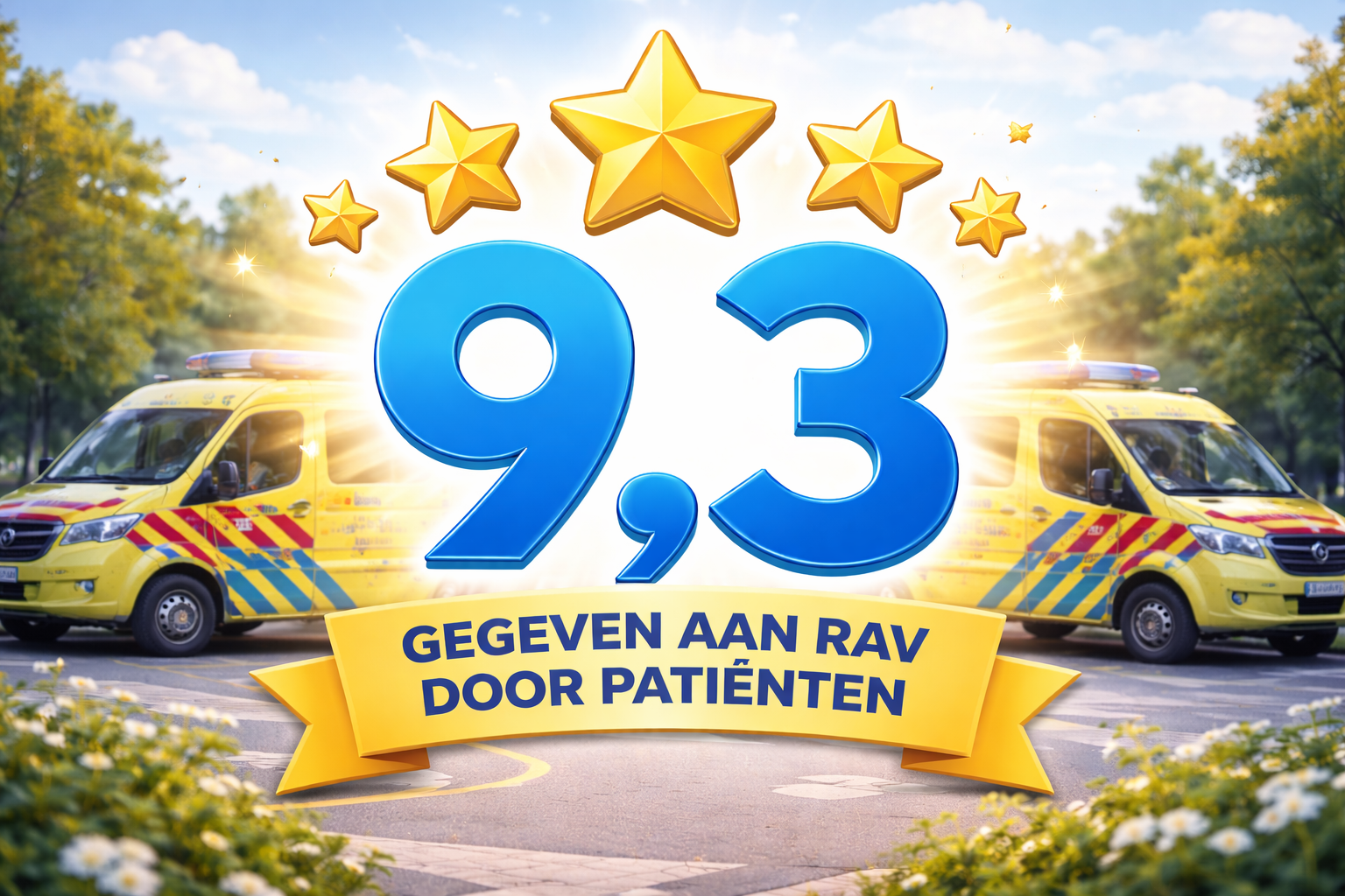 Patiënten waarderen ambulancezorg RAV Brabant met een 9,3